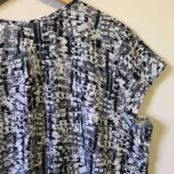 Jessica Tiny Modern TV Static Print Tunic Cap Sleeve Box Pleat Blouse - Picture 8 of 16